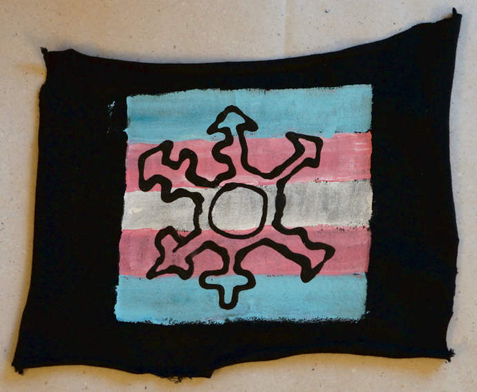 Gendervielfaltsymbol auf Trans*flagge (Bild für) Gendervielfaltsymbol auf Trans*flagge