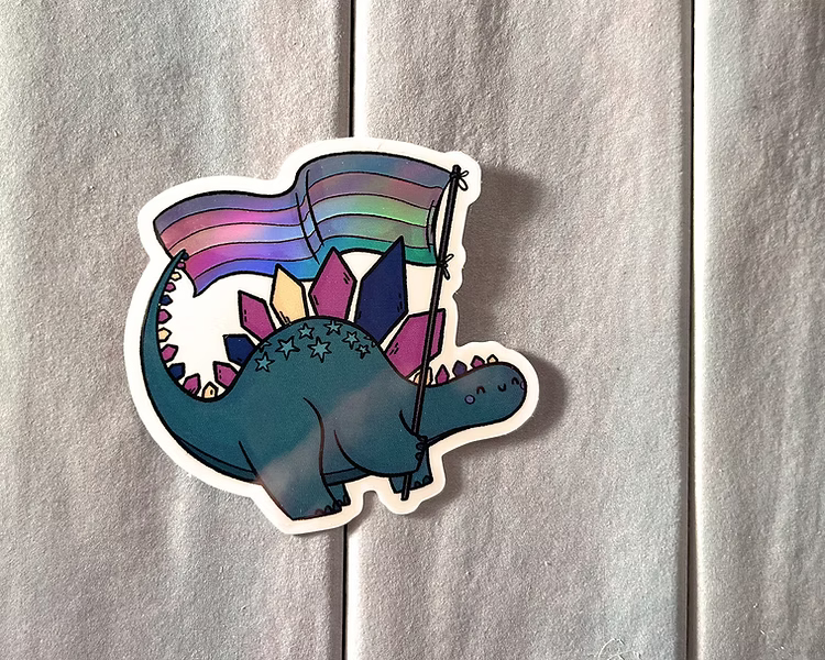 (Bild für) Dino mit Trans*-Flagge