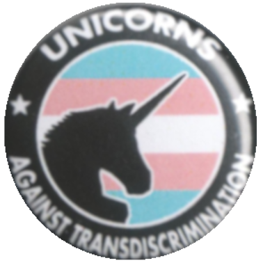 Unicorns against Transdiscrimination auf Transflagge