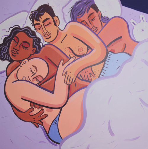 Trans People Cuddling in Bed: 30x30 cm