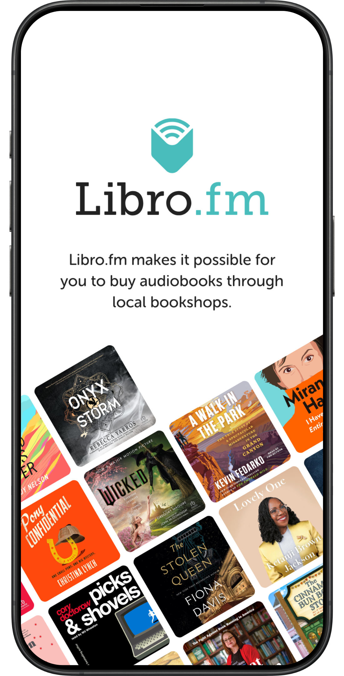Foto eines Handy mit Infotext über libro.fm